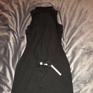 Black High Neck Thong Back/Backless Mini Dress